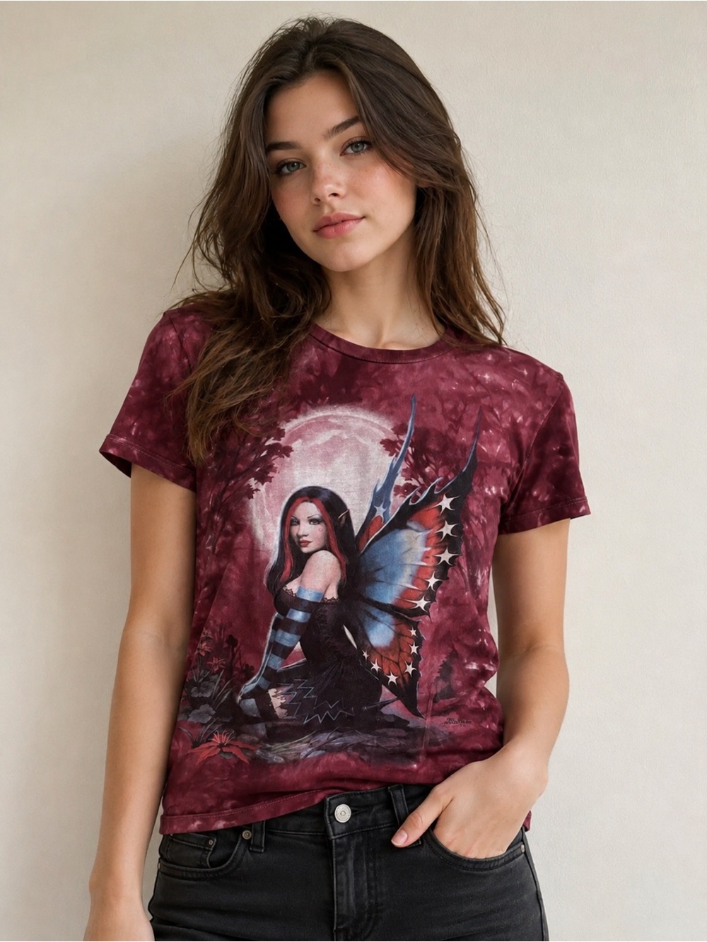 The Mountain Gothic Fairy Graphic Tee Red Tie Dye James Ryman 2012 Medium